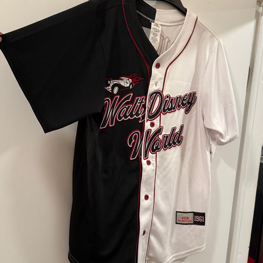 Disney Black and White Button Down baseball Jersey Cruella De Vil - NWT SOLD OUT